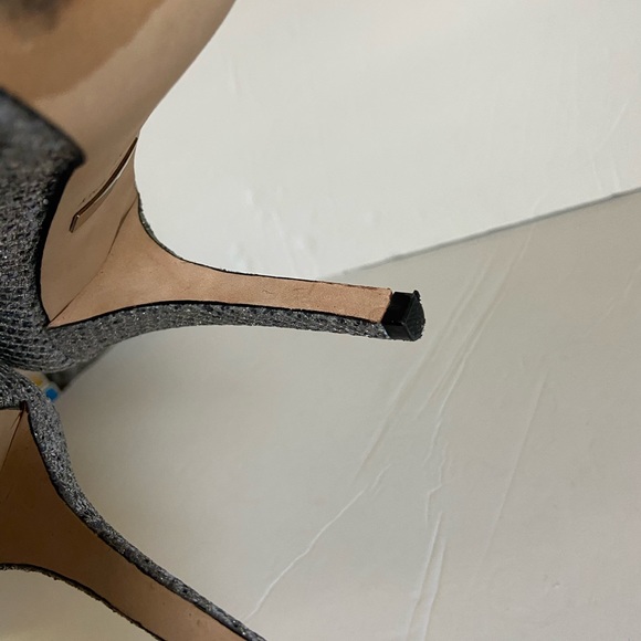 Badgley mischka silver sparkle peep toe heels 6.5 - Picture 8 of 10
